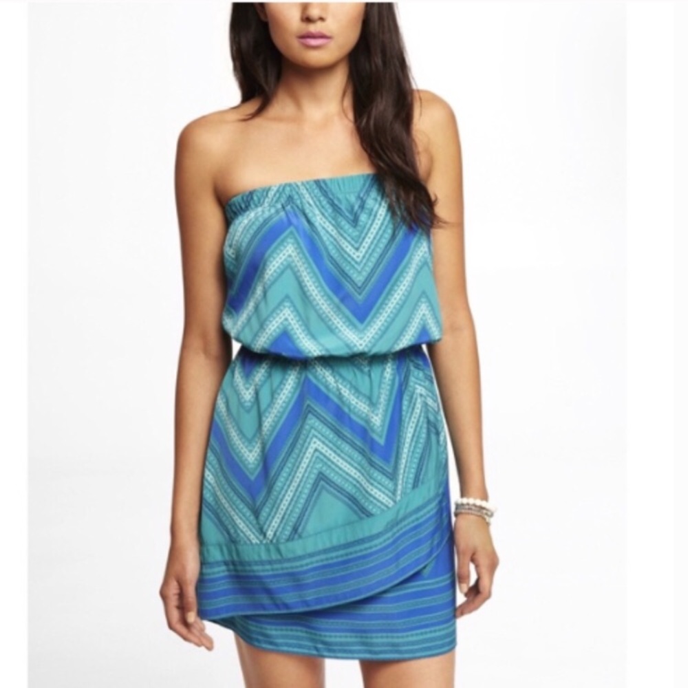 Express Strapless Scarf Dress EUC